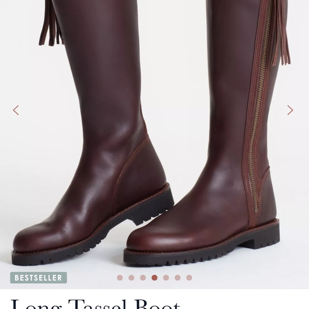 Penelope Chilvers Brown Leather Knee-High Boots with Tassel size 38.5